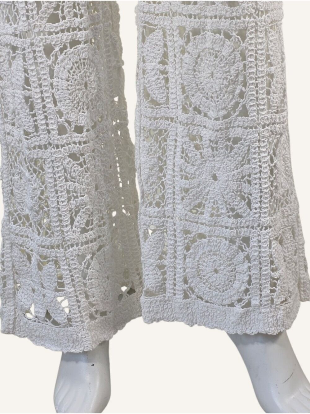 POL Noa Crochet Pants Cloud White Wide Leg Boho Resort Cover Up OS NWT - Picture 7 of 11